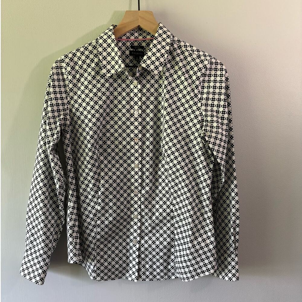 Talbots Non Iron Geometric Pattern Button Up Size… - image 1